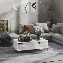 vidaXL Coffee Table High Gloss White Engineered Wood Couch End Indoor Table