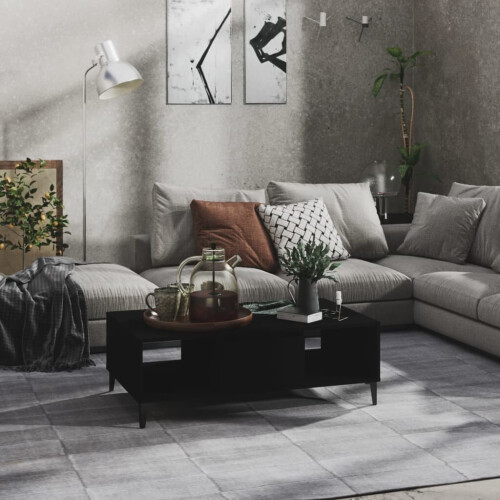 VidaXL vidaXL Coffee Table Black Engineered Wood Couch Accent Centre End Indoor Table