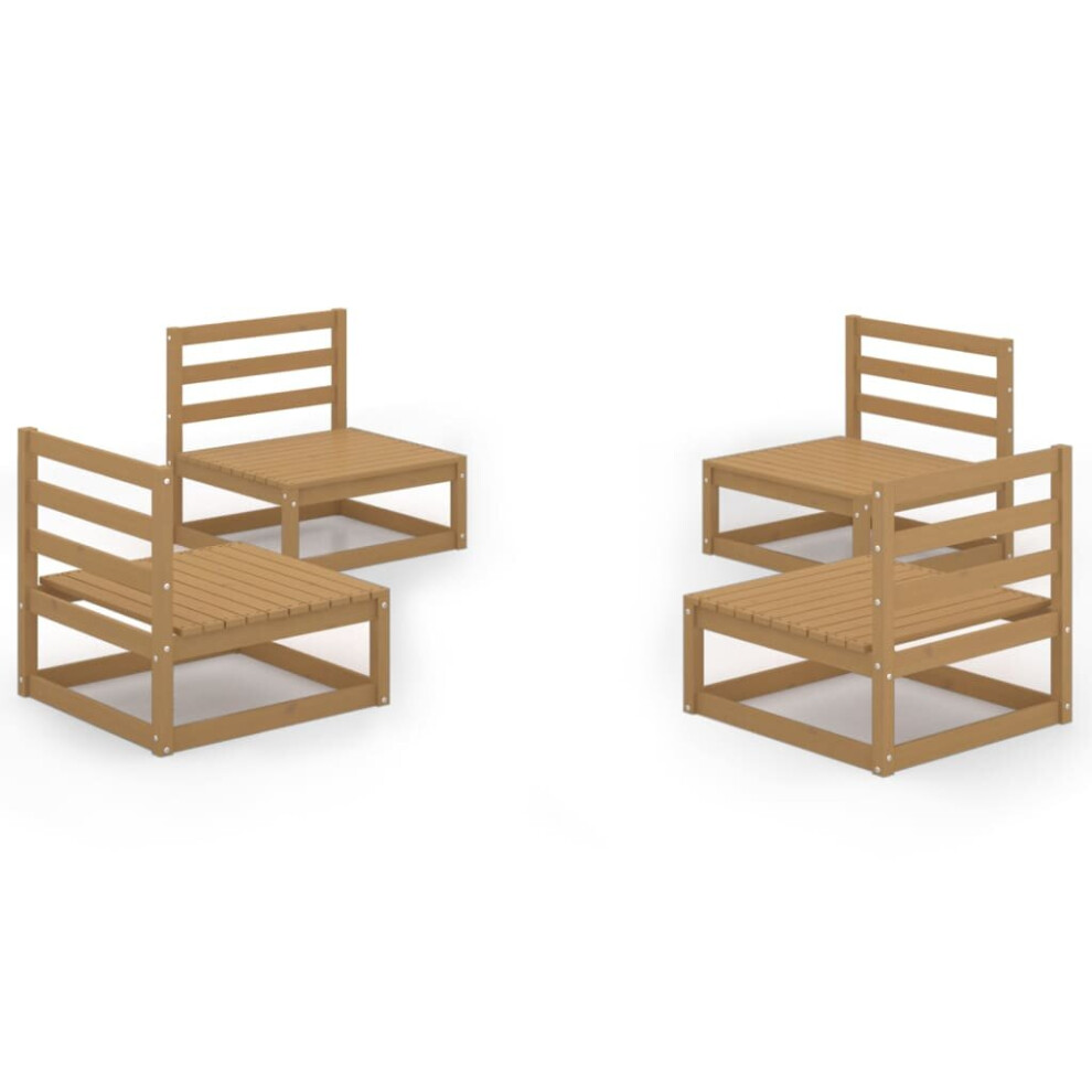 vidaXL Garden Lounge Set Wooden Lounge Set 4 Piece Honey Brown Solid Wood Pine