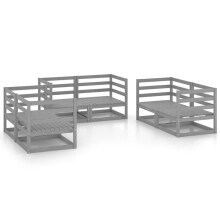 vidaXL 6-tlg. Garten-Lounge-Set Grau Massivholz Kiefer