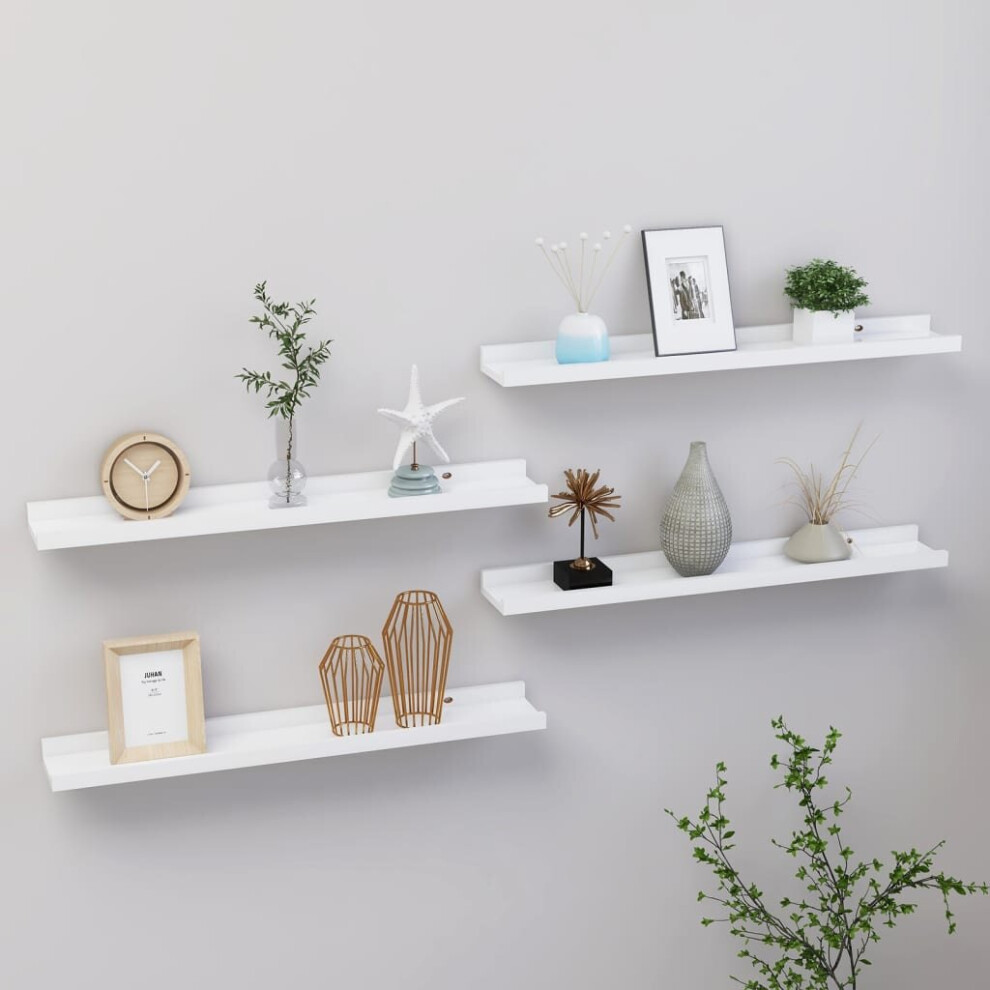 Vidaxl 4X Wall Shelves White 60X9x3 Cm Hanging Display Racks Furniture Home
