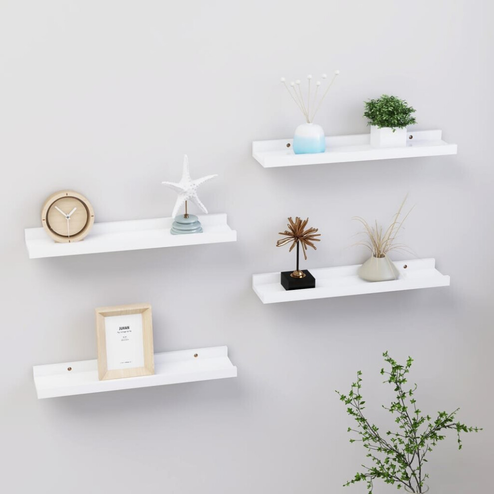 vidaXL 4x Wall Shelves White 40x9x3 Cm Hanging Display Racks Furniture Home