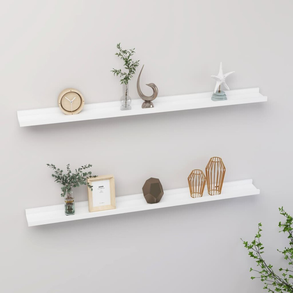 Vidaxl 2X Wall Shelves White 100X9x3 Cm Hanging Display Racks Furniture Home