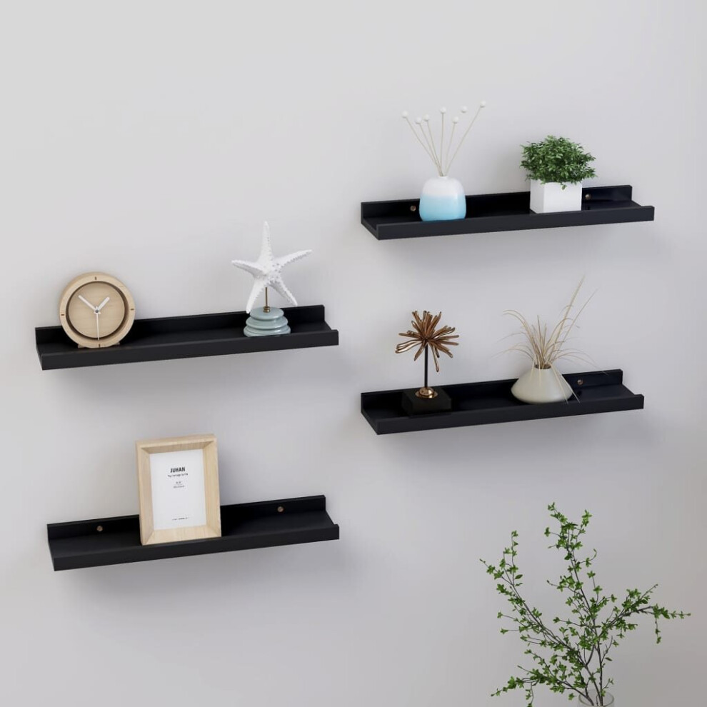 vidaXL 4x Wall Shelves Black 40x9x3 cm Hanging Display Racks Furniture Home