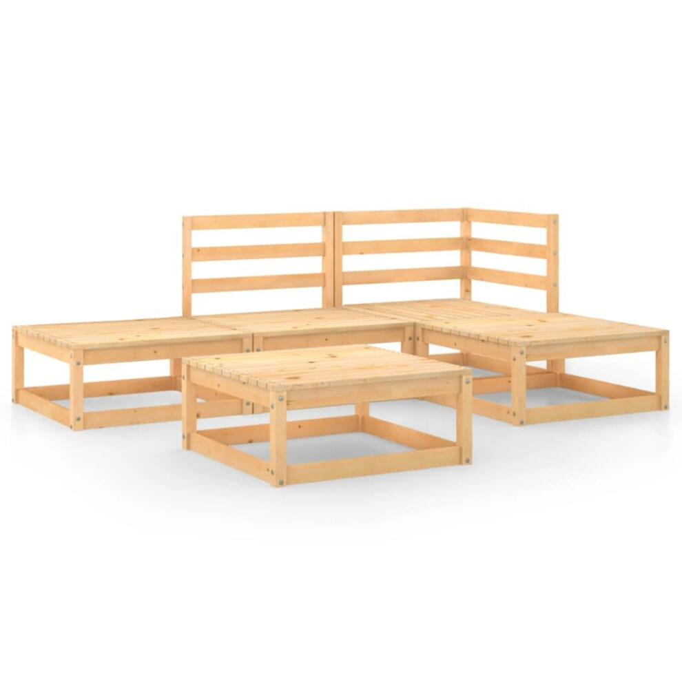 vidaXL Garden Lounge Set Outdoor Furniture Set Wooden 5 Piece Solid Wood Pine