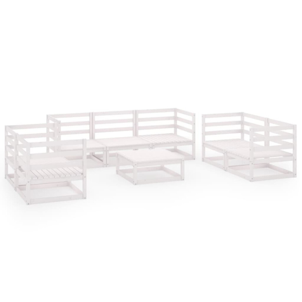 vidaXL Garden Lounge Set Outdoor Furniture Set 8 Piece White Solid Wood Pine