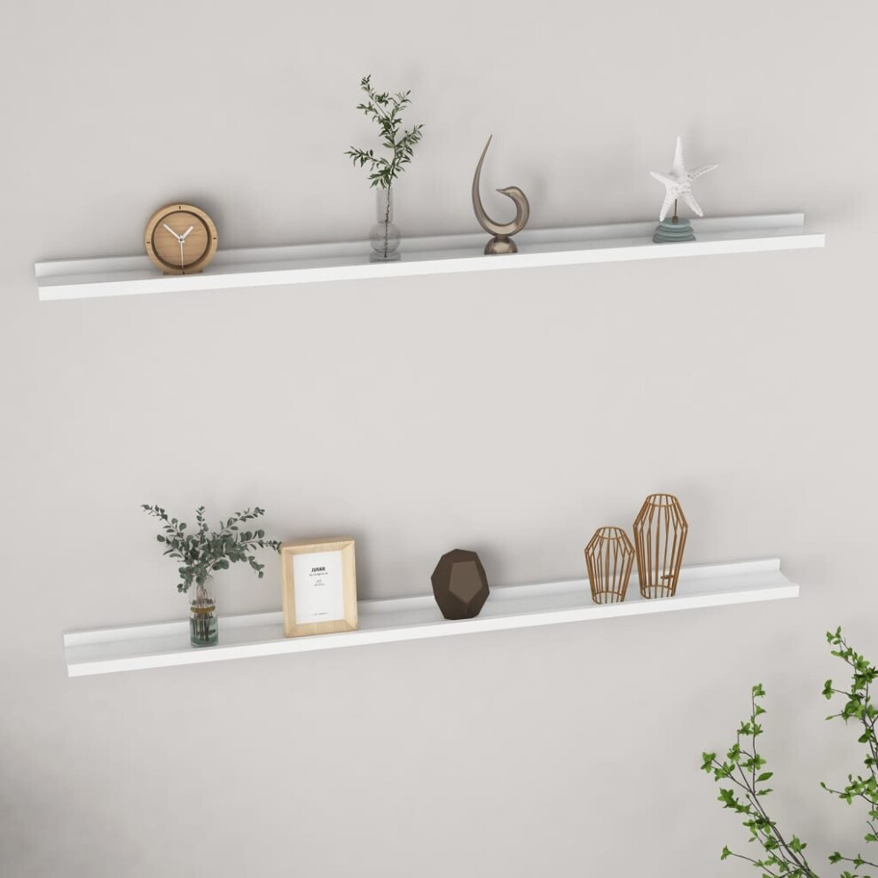 vidaXL 2x Wall Shelves White 115x9x3 cm Hanging Display Racks Furniture Home