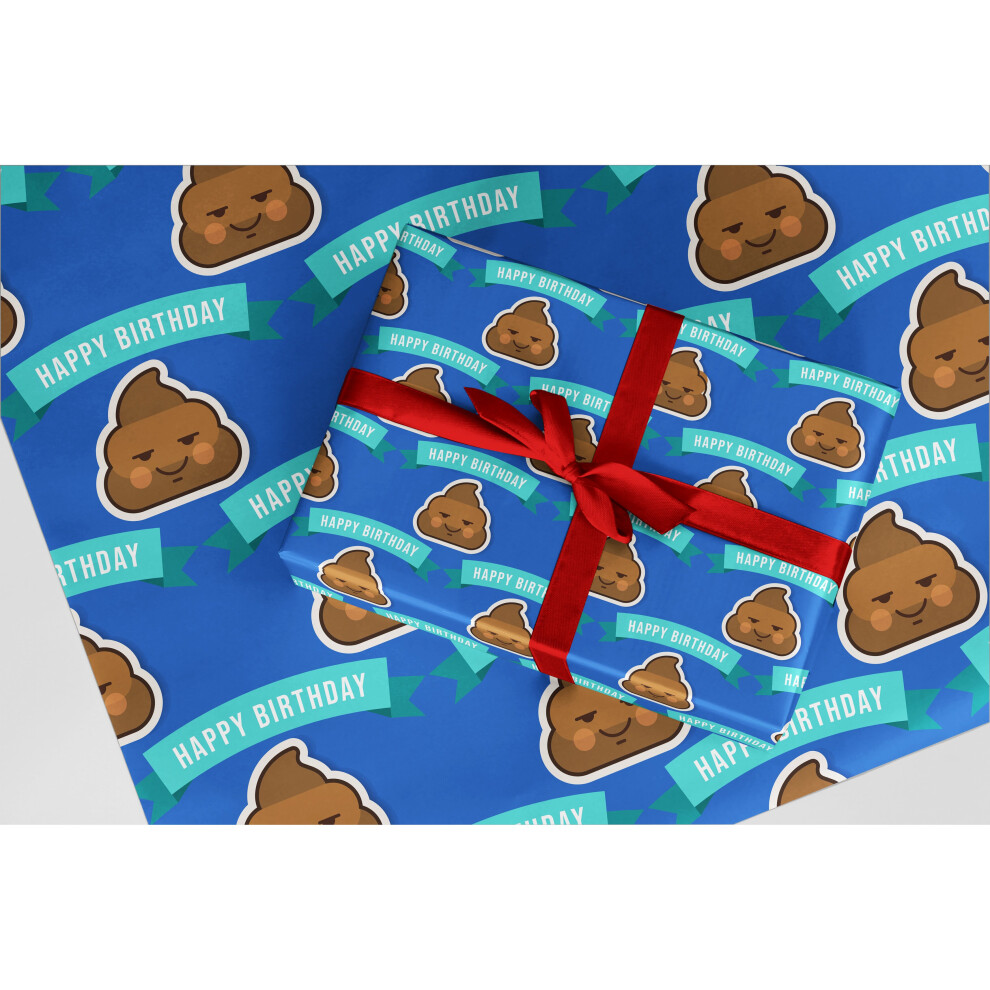 Funny Wrapping Paper 63 Happy Birthday Poo Emoji Birthday Gift Wrap