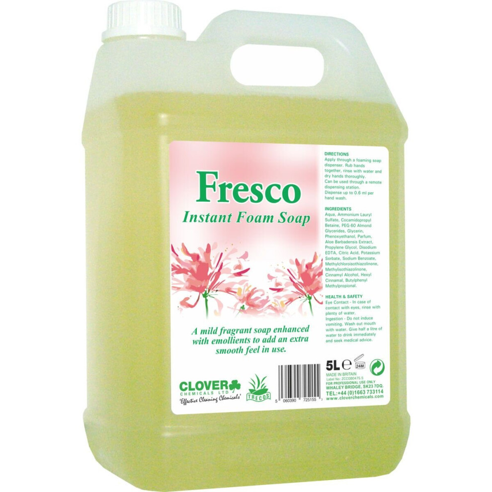 Jansan Clover Fresco Instant Foaming Hand Soap ~ 2X5 Litre