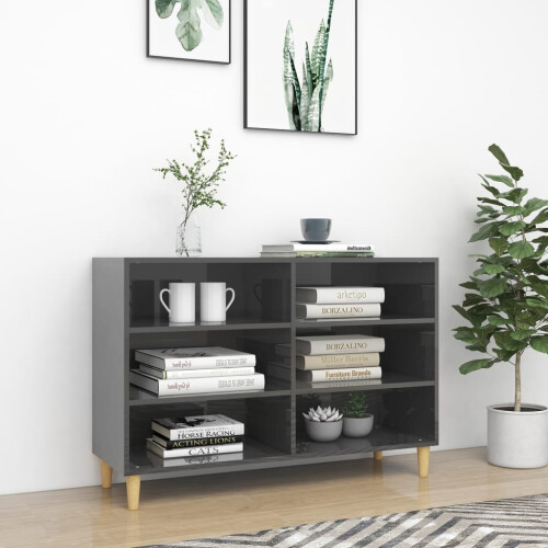 VidaXL vidaXL Sideboard High Gloss Grey Engineered Wood Side Cabinet Standing Shelf