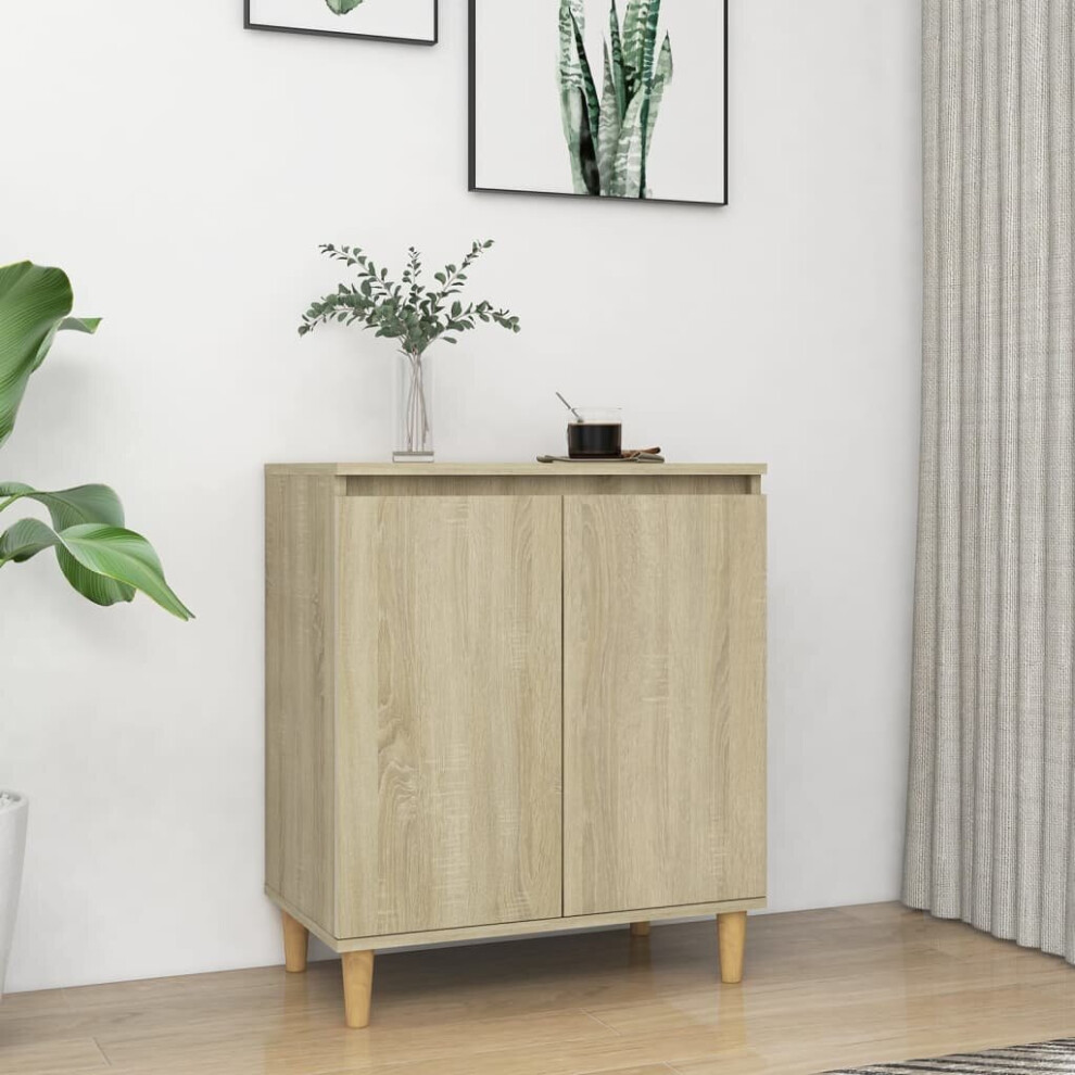 vidaXL Sideboard with Solid Wood Legs Sonoma Oak Chipboard Storage Cabinet