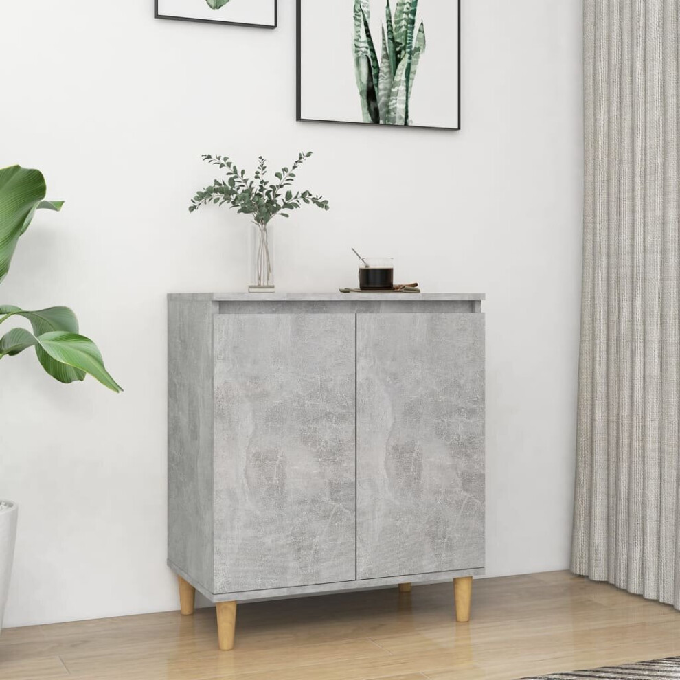 vidaXL Sideboard with Solid Wood Legs Concrete Grey Chipboard Storage Cabinet