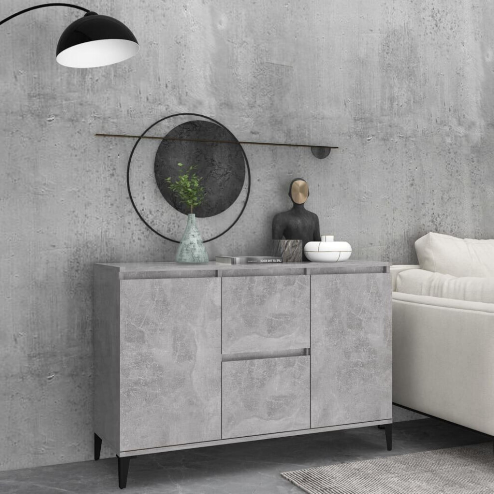 vidaXL Sideboard Concrete Grey Chipboard Storage Cabinet Standing Shelf Home