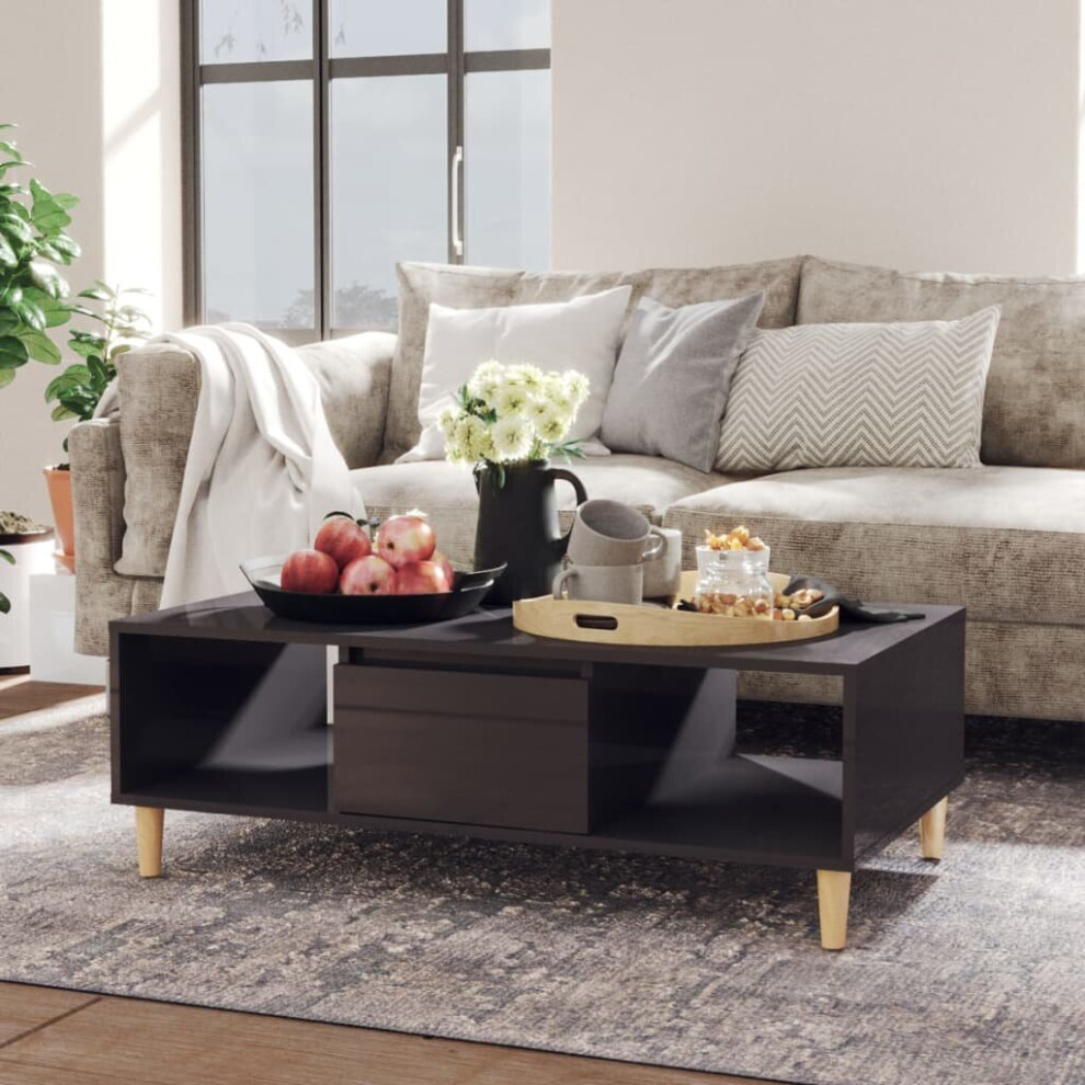 vidaXL Coffee Table High Gloss Grey Engineered Wood Couch End Indoor Table