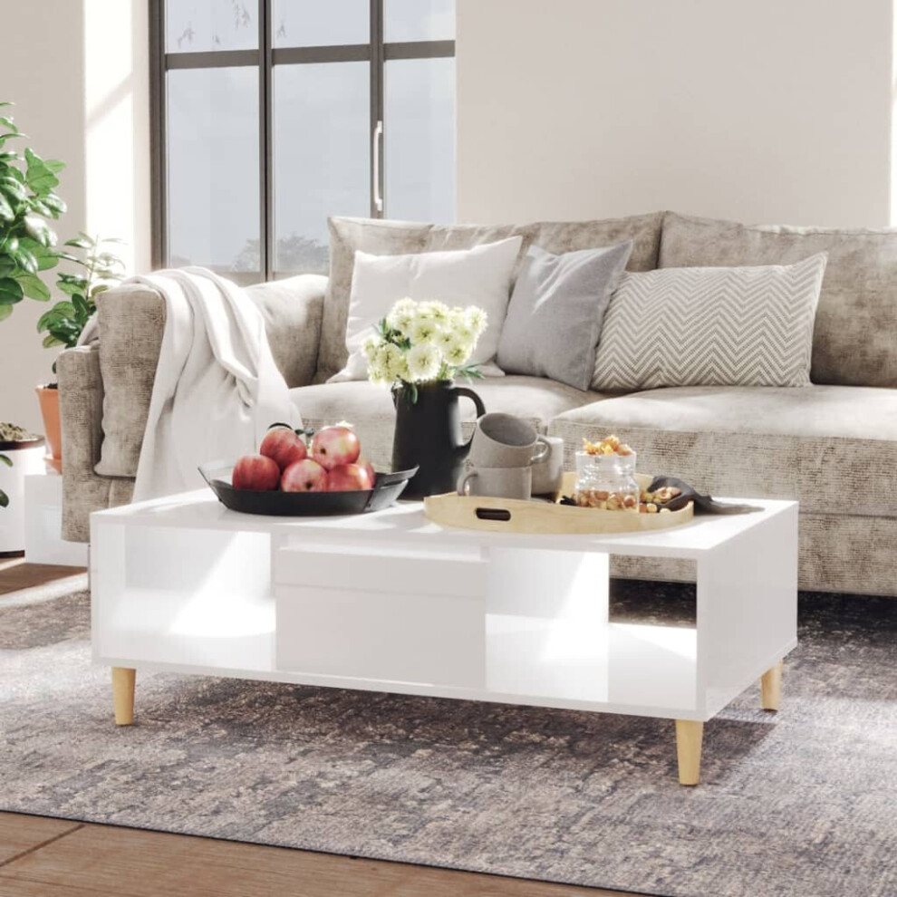 vidaXL Coffee Table High Gloss White Chipboard Couch End Living Room Table