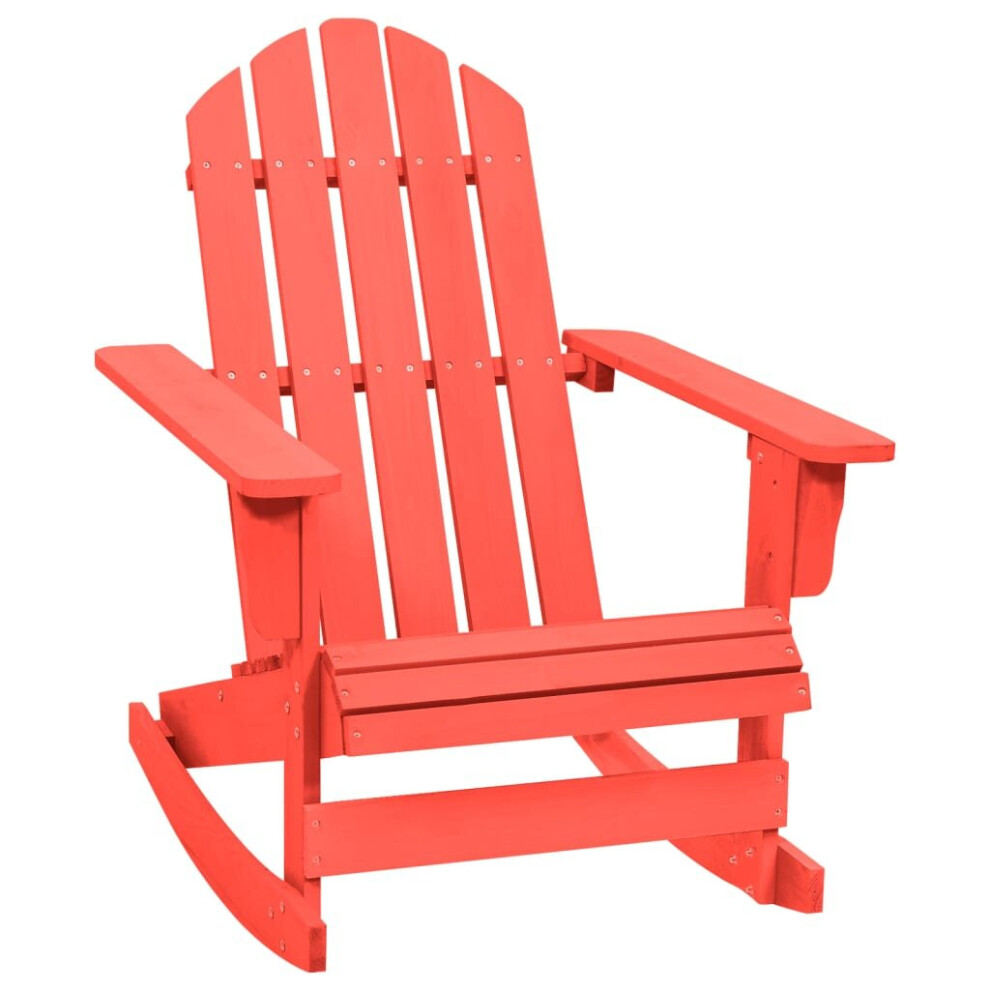vidaXL Solid Fir Wood Garden Adirondack Rocking Chair Red Outdoor Seating