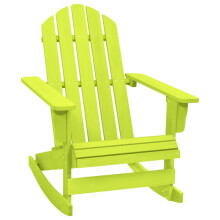 vidaXL Solid Fir Wood Garden Adirondack Rocking Chair Green Outdoor Seating