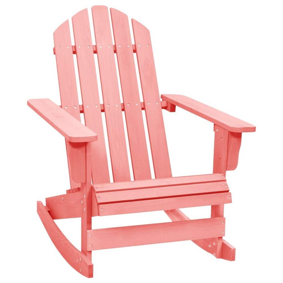 vidaXL Solid Fir Wood Garden Adirondack Rocking Chair Pink Outdoor Seating