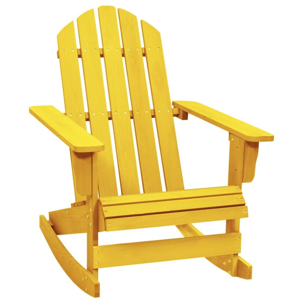 vidaXL Solid Fir Wood Garden Adirondack Rocking Chair Yellow Outdoor Seating