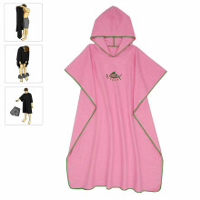 (Pink) Colourful Hooded Poncho Towel Changing Robe Adult Beach Towel Surf Kitesurf UK