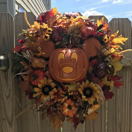 Mickey Mouse Halloween Kranz Orange Kürbis Skelett Türbehang