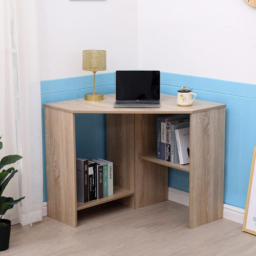 Costway wooden corner desk with drawer computer pc table study deals office room