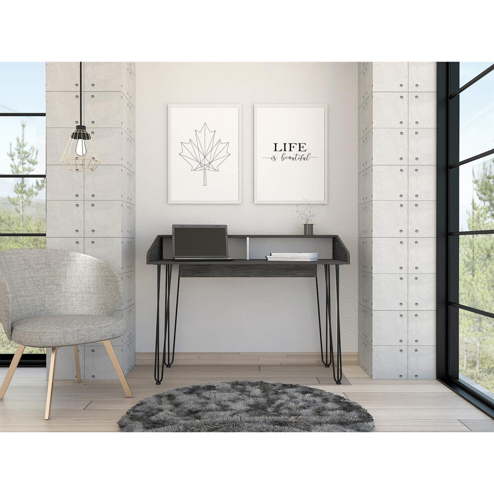 Home Office Study Desk Table Workstation White and Grey Oak Easy Clean Finish-image-OPC-P8CXZHF-NEW