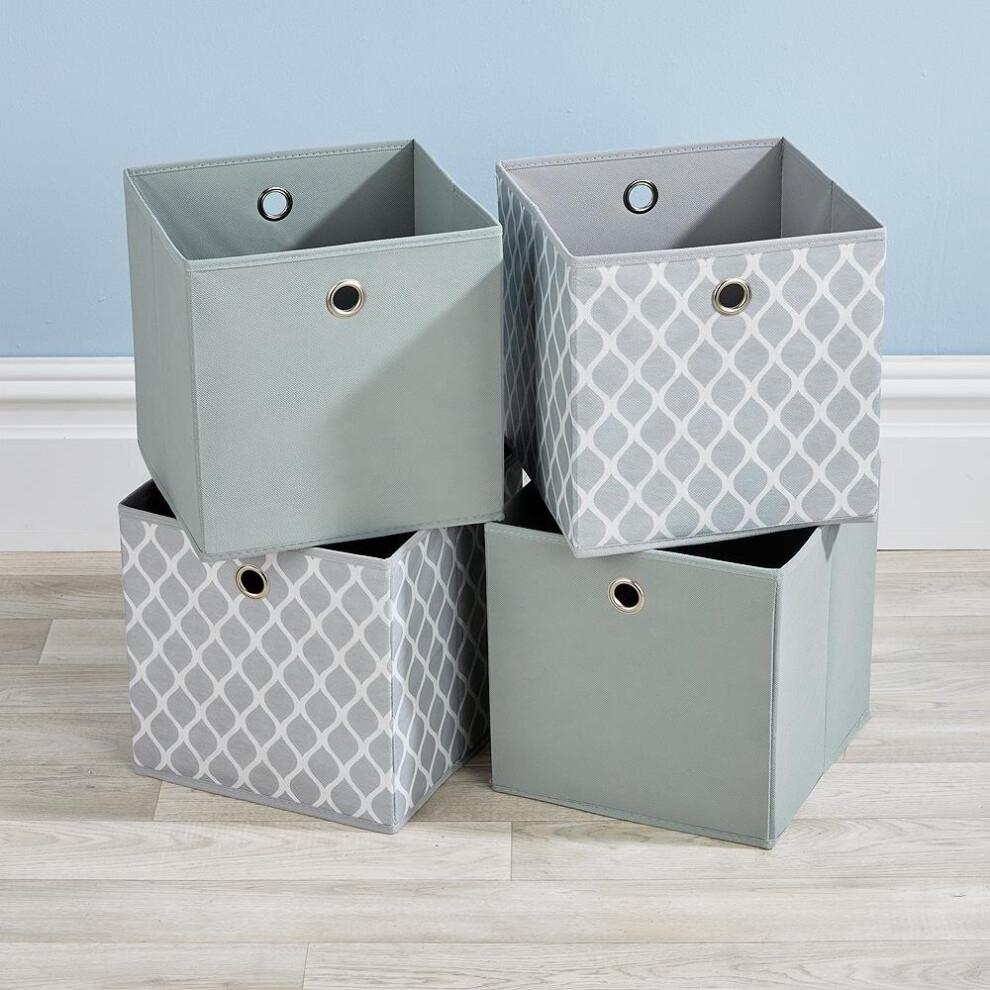 Cube Pack of Four Canvas Fabric 27cm Storage Insert Boxes