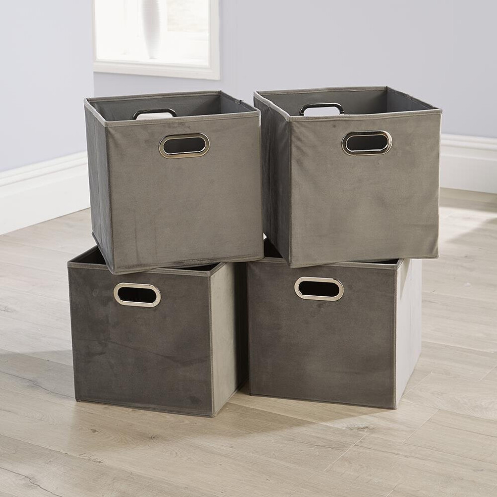 Cube Pack of Four Canvas Fabric 33x37cm Large Storage Insert Boxes