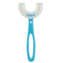 (Blue For Age 6-12) Kids Toothbrush U-Shape Infant Toothbrush with Handle Silicone Oral Care Cleaning Brush for Toddlers Ages 2-12