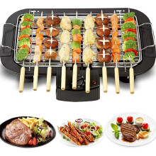 Adjustable 1500W Smokeless Electric BBQ Grill for Indoor/Outdoor Family Cooking - Thermostatic Control, Non-Stick Tray, Safe Cool-Touch Body