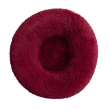 (Wine Red, Diameter 80CM) Pet bed dog cat plush warm pet bed washable fluffy mat donut pet mat