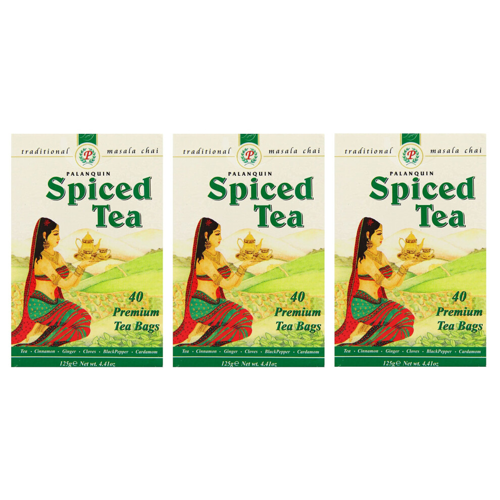 Palanquin (Pack Of 3) Spiced Tea 40 Tea Bag, Spiced Tea Bags, Masala Chai Tea Bags, Tea Masala Powder, Organic Spiced Tea