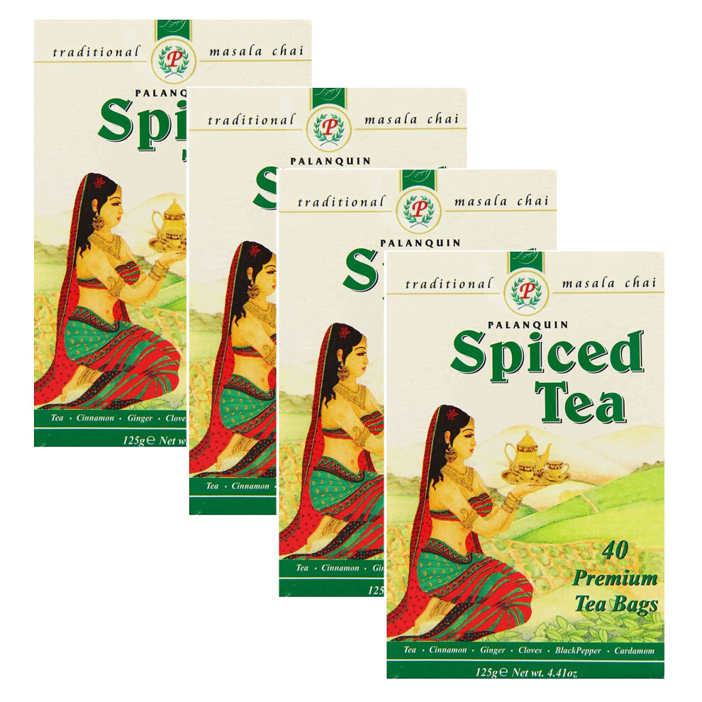Palanquin (Pack Of 4) Spiced Tea 40 Tea Bag, Spiced Tea Bags, Masala Chai Tea Bags, Tea Masala Powder, Organic Spiced Tea