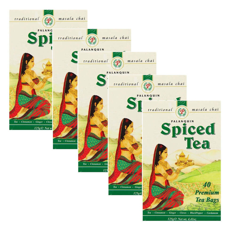 Palanquin (Pack Of 5) Spiced Tea 40 Tea Bag, Spiced Tea Bags, Masala Chai Tea Bags, Tea Masala Powder, Organic Spiced Tea