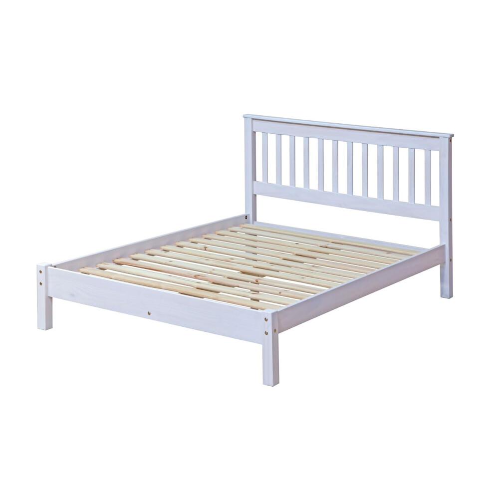Corona White Double 4ft 6 Slatted Low End Bedstead Bed Frame With Slats Mexican