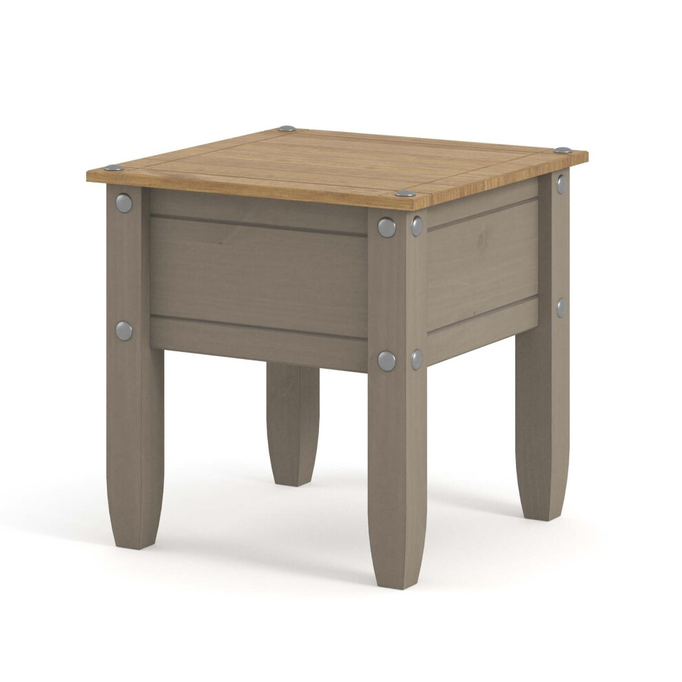 Grey Solid Pine Wood Lamp End Side Table Rectangular Coffee Bedroom Furniture