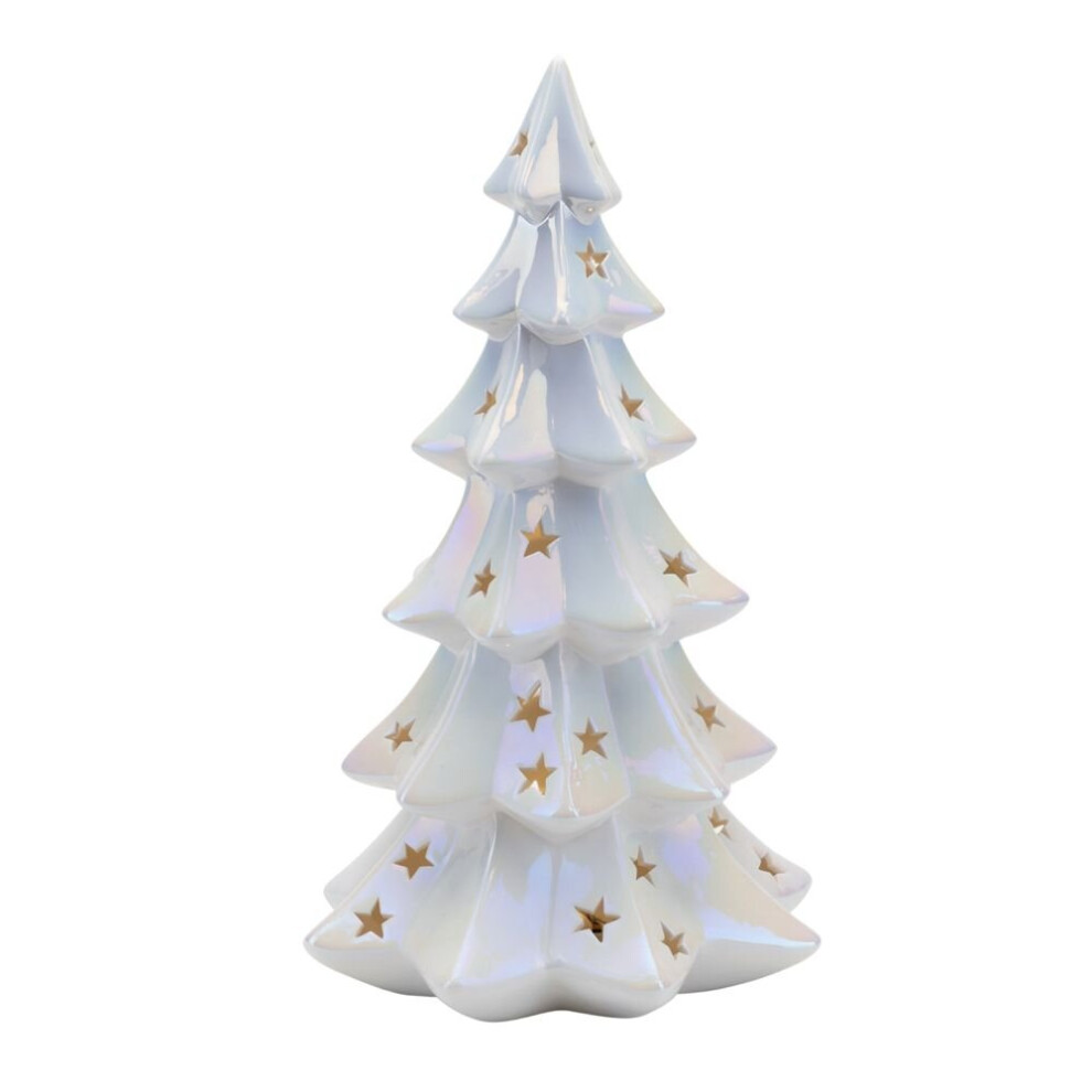 Widdop Iridescent Christmas Tree Decoration With Star Cutouts & LED Light