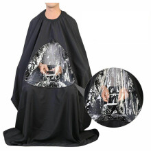 Black Nylon Hairdressing Gown Cape Hair Cut Salon Barber Cloth Wrap W/ Window