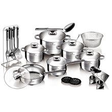 Blaumann 27-Piece Stainless Steel Non-Stick Cookware Set with Lids, Includes Stock Pots, Frying Pan, 6-Tool Set, Spice Shakers & Magnetic Stand