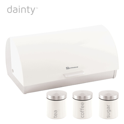 SQ Professional (Silkwhite-White) SQ Professional Dainty 4pc Bread Bin-Canisters Set 1