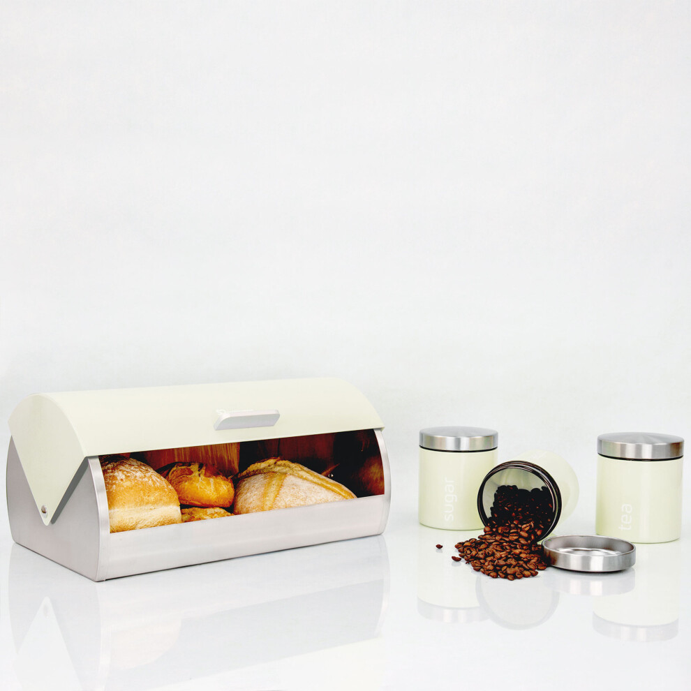 (Chantilly-Cream) SQ Professional Dainty 4pc Bread Bin-Canisters Set