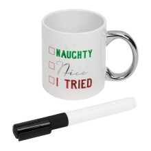 Widdop Naughty Nice I Tried Personalisable Mug with Pen Novelty Christmas Gift