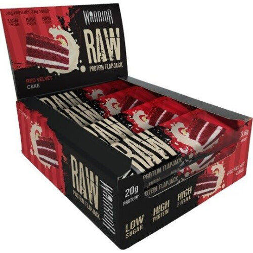 Warrior Raw Protein Flapjack, Red Velvet Cake - 12 bars