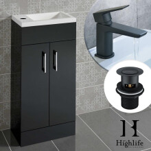 Anthracite Lomond 400mm Vanity Unit With Black Tap & Waste