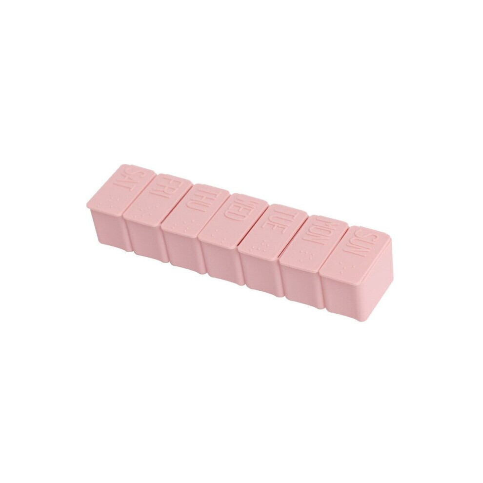 (pink - 1BOX) Weekly Pill Box Travel Medicine Storage Pill Case Organizer Drug Container Tablet Dispenser Plastic Independent Lattice