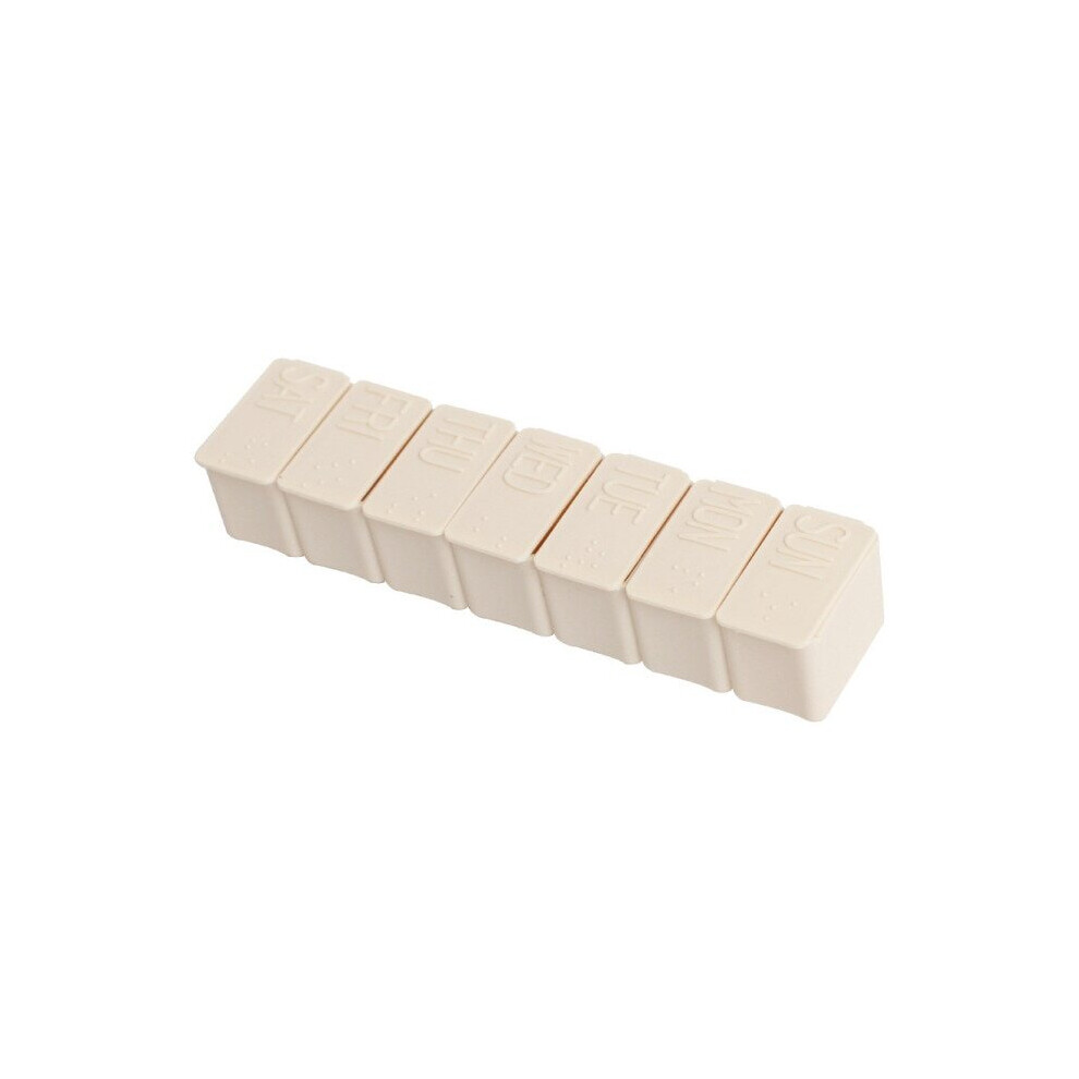 (Beige - 1BOX) Weekly Pill Box Travel Medicine Storage Pill Case Organizer Drug Container Tablet Dispenser Plastic Independent Lattice