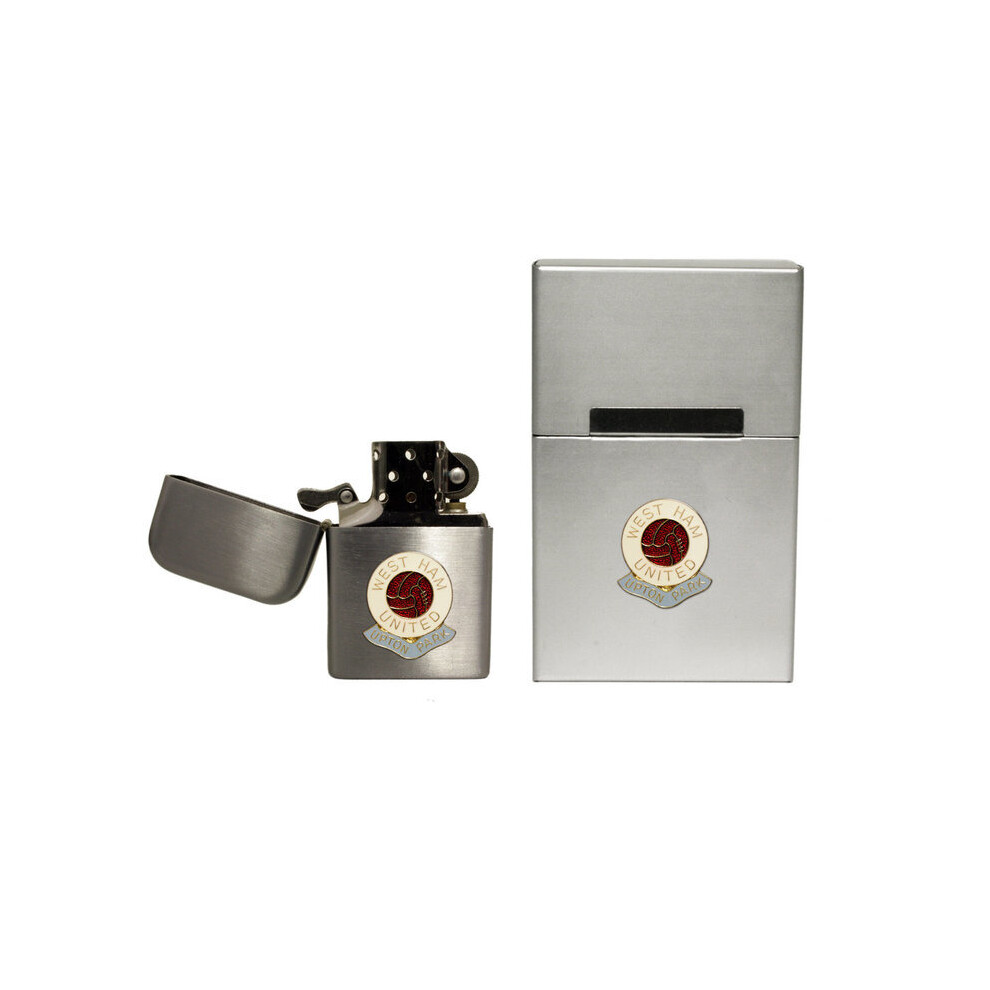 Knight West Ham United Football Club Stormproof Petrol Lighter And Metal Cigarette Packet Cover