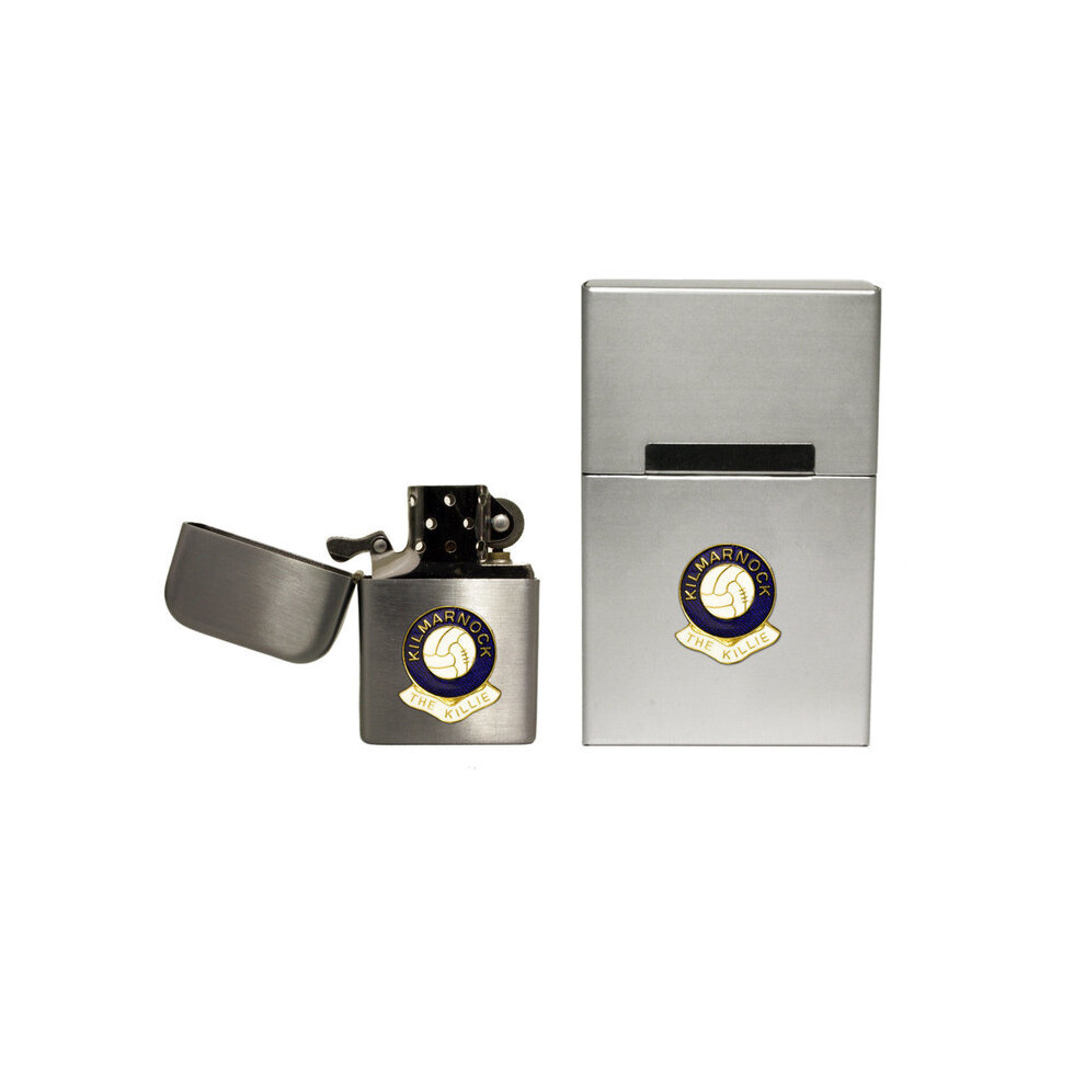 Knight Kilmarnock Football Club Stormproof Petrol Lighter And Metal Cigarette Packet Cover