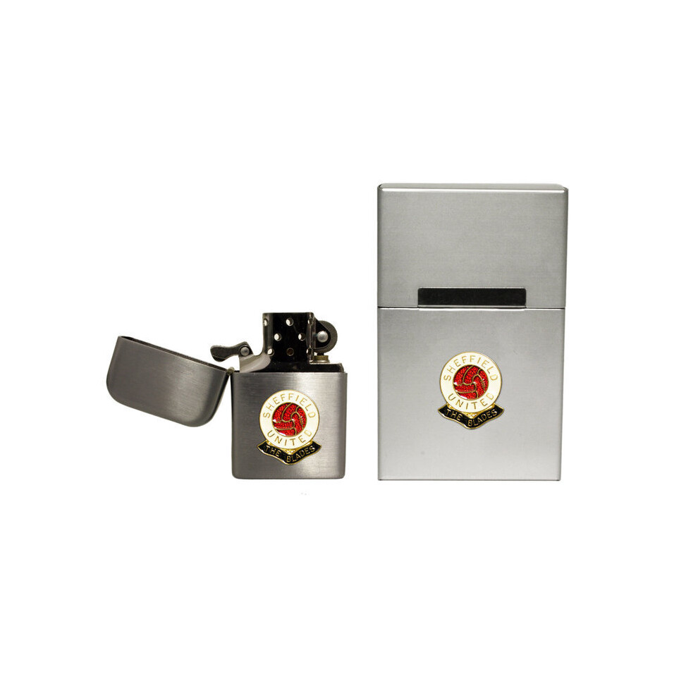 Knight Sheffield United Football Club Stormproof Petrol Lighter And Metal Cigarette Packet Cover